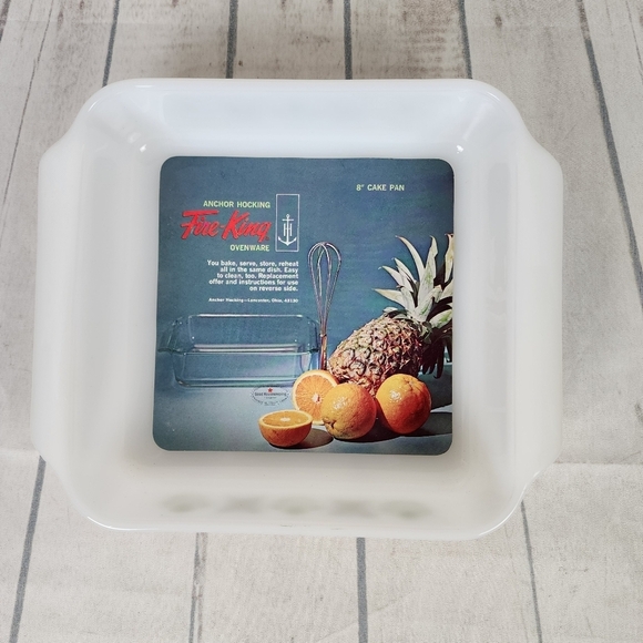 Vintage Anchor Hocking 8" Green Meadow Cake Pan Milk Glass Fire King Ovenware - Picture 3 of 15